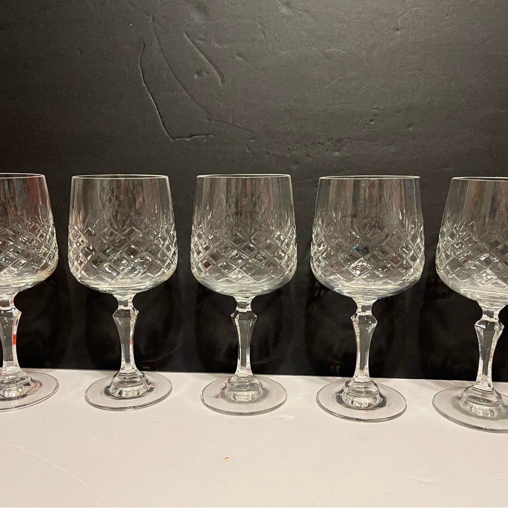 Set Of 5 Kristal Zajecar Stemmed Crystal Wine/Water Goblets- Gorgeous.